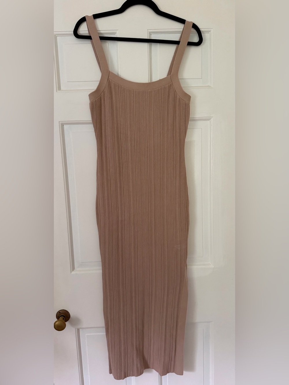 Anna Quan Ribbed Knit Midi Dress - Nude